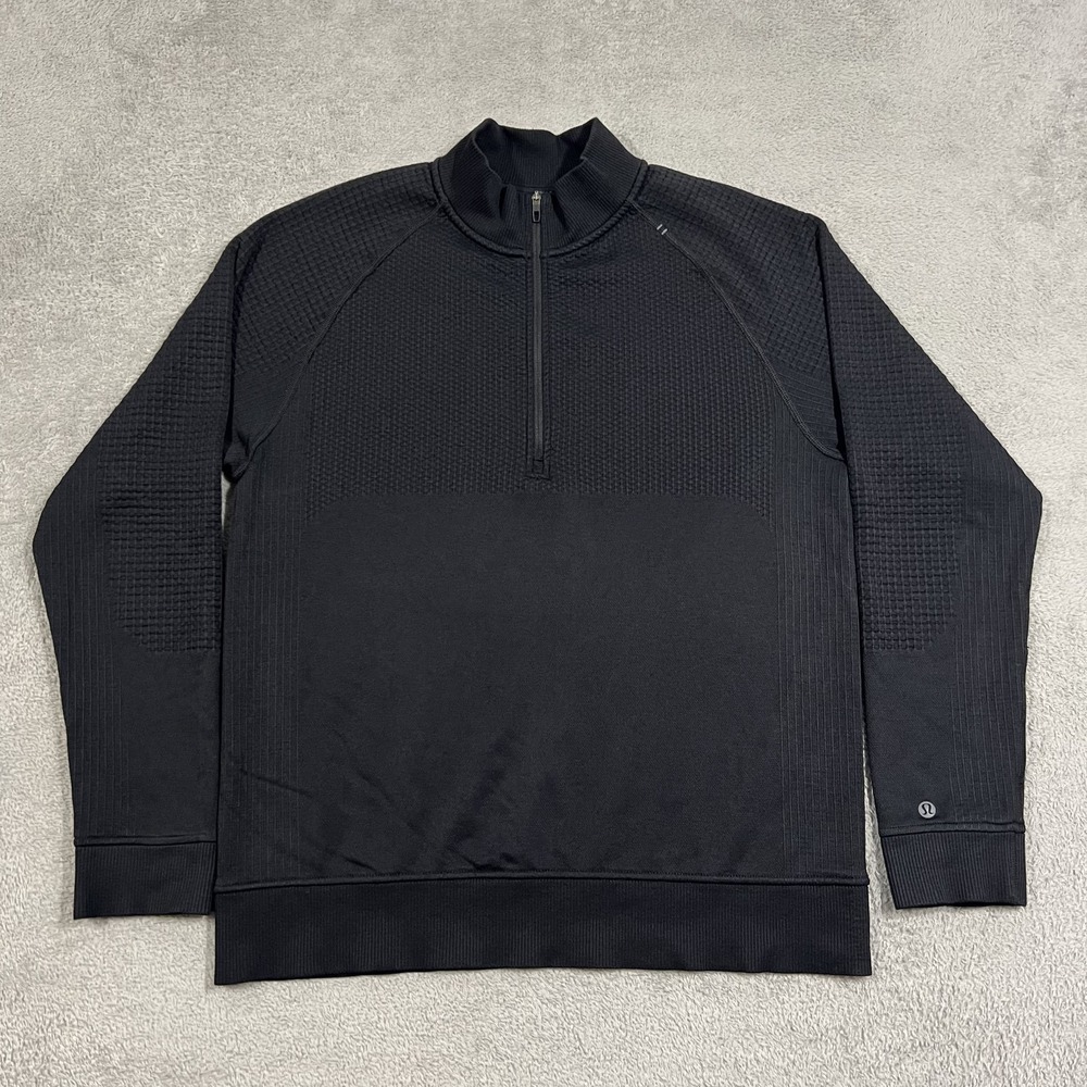 Lululemon Engineered Warmth Half Zip Sweatshirt Mens Large Black Wool Blend